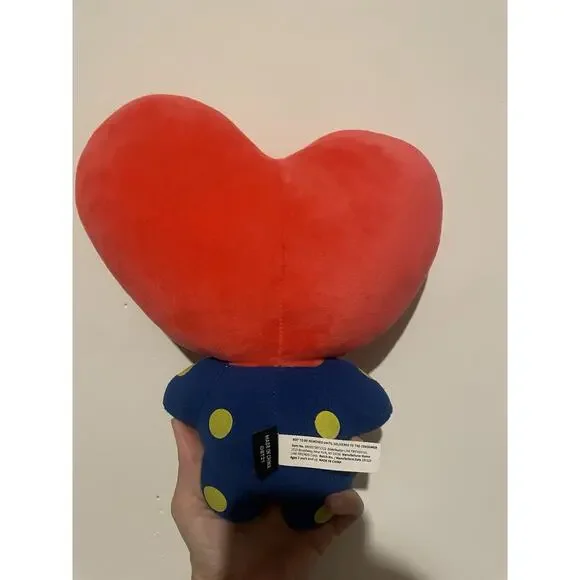 Tata Plush 12” Line Friends BTS V Heart Doll Blue Polka Dot Outfit - Picture 3 of 5